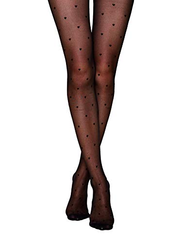 MakeMeChic Women's Heart Sheer Mesh High Waist Tight A Black one-size