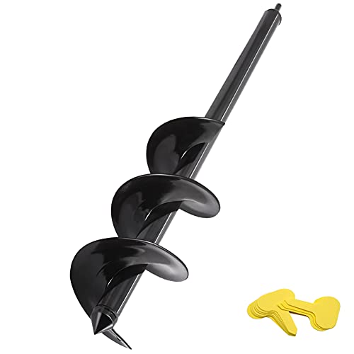 TCBWFY 3x24 Inch Auger Drill Bit for Planting - Long Handle Easy Planter Garden Auger - Bulb & Bedding Plant Augers - Post Hole Digger for 3/8”Hex Drive Drill