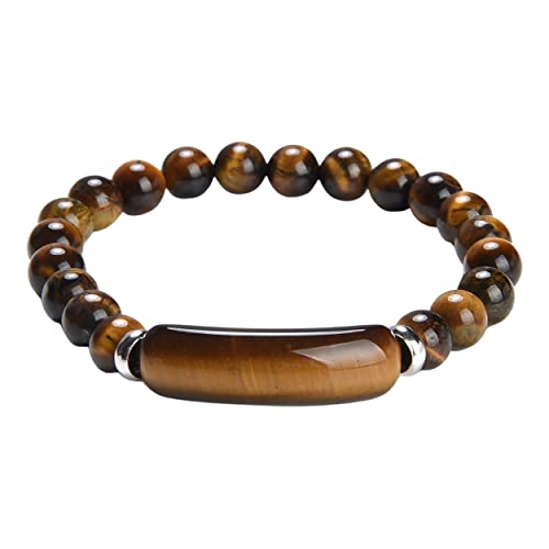 D'SIRE D'LIGHTFUL. D'AMOND. D'SIGNS. Adjustable Natural Stone Bead Distance Stainless Steel Slider Bracelet for Men Women Couple Bracelets, 1 Qty (Yellow Tigers Eye - Sterling Silver)