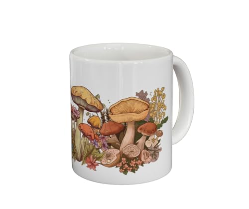 Ava & Archer Mushroom Mug Cute Cottagecore White 11 Ounce Ceramic Coffee Mug Gift