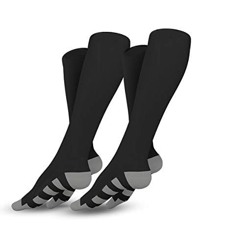 Go2Socks Compression Socks for Men Women Nurses Runners 20-30mmHg Medical Stocking Athletic(NEW Black 2 Pair, XL)