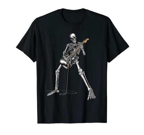 Skeleton Playing Guitar - Rock And Roll Graphic Band Tees T-Shirt