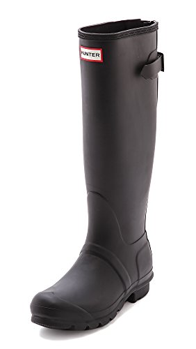 Hunter Footwear Women's Original Tall Back Adjustable Rain Boots, Black, 7