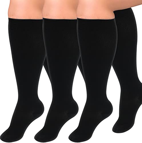Diu Life 3 Pairs Plus Size Compression Socks for Women and Men Wide Calf Extra Knee High Support for Circulation