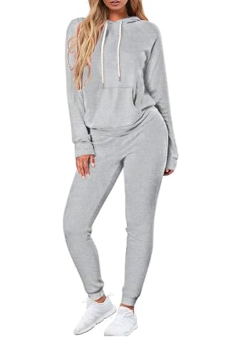 Fixmatti Hoodie Sweatsuits Sport Long Sleeve Shirts and Sweatpants Set for Women XL