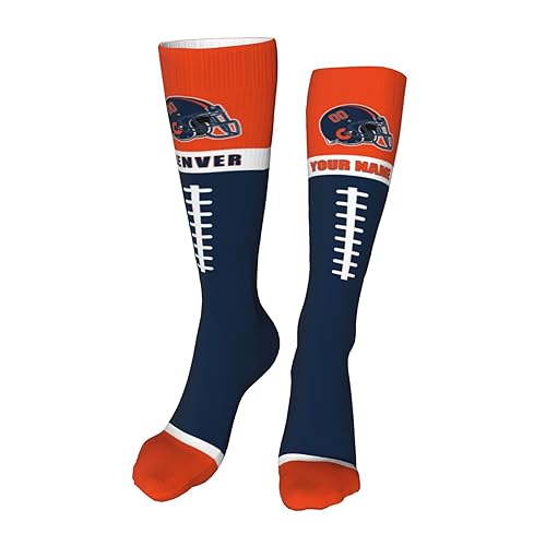 Lcahuio Custom Denver Socks Personalize Crew Socks Sports Add any Name and Number Gift for Men Women Adult