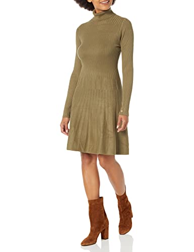 GUESS Women's Eco Essential Amelia Long Sleeve Turtleeck Dress, Desert Green, Medium