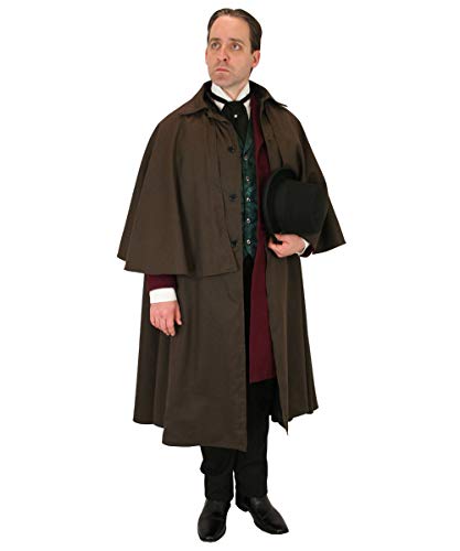 Historical Emporium Men's 100% Cotton Inverness Dress Cape Brown