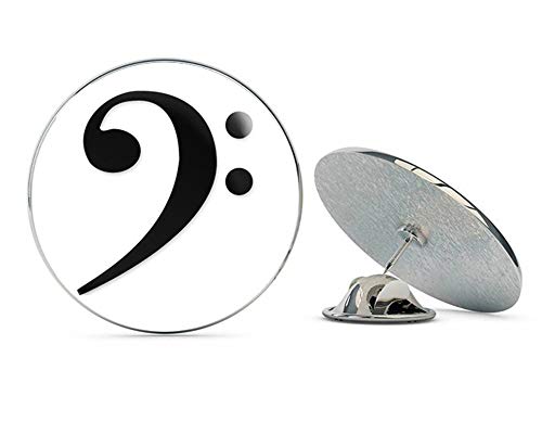 BRK Studio Bass Clef Music Round Metal 0.75' Lapel Pin Hat Shirt Pin Tie Tack Pinback