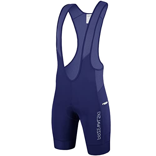 Przewalski Men's Cycling Bike Bib Shorts with Phone Pockets,4D Padded Breathable Biking Bicycle Bib Tights