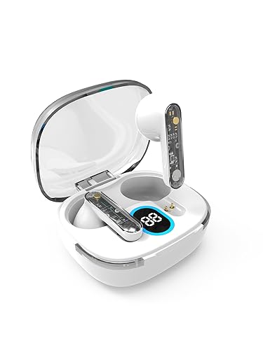 Togetface Kids Wireless Gaming Headphones, Bluetooth 5.3 Wireless Earbuds with Microphone, deep bass Life Waterproof semi-in-Ear Headphones Touch Control, Notebook Computer Computer TV Phone White