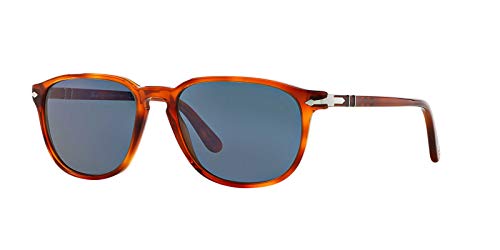 Persol PO3019S Square Sunglasses, Terra Di Siena/Light Blue, 55 mm