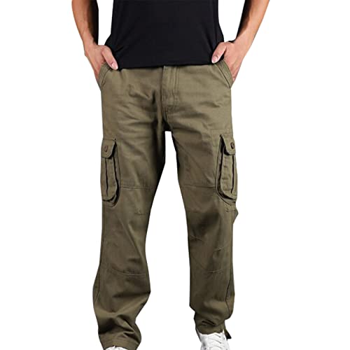 Oversize Cotton Cargo Pants for Men Classic Plain Loose Fit Tactical Pants Military Outdoor Training Pants XS-6XL Yellow