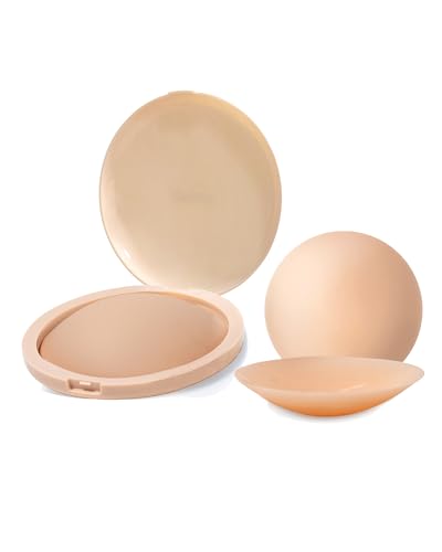 ORGOT Sticky Nipple Cover 2 Pairs, Adhesive Silicone Nipple Pastie Bra with Case, with Boob Tape for Large Breast Lift(6.5ft)