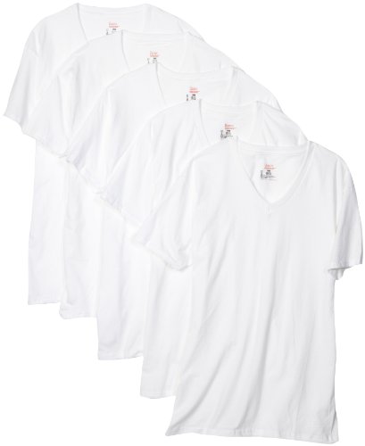 Hanes Men's 5-Pack ComfortSoft V-Neck Tee, White, X-Large