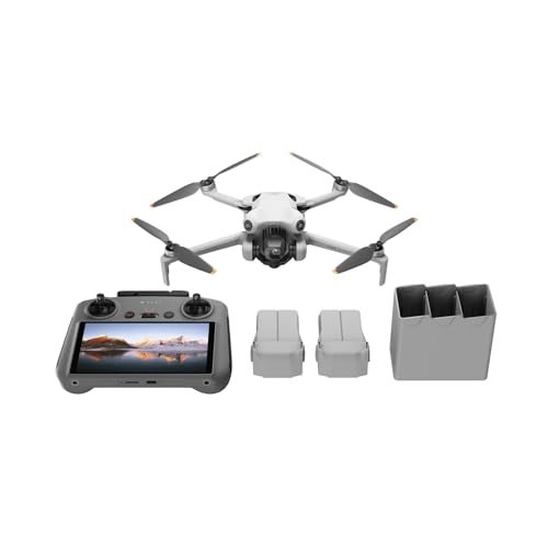DJI Mini 4 Pro Fly More Combo Plus with DJI RC 2 (Screen Remote Controller), Folding Mini-Drone with 4K HDR Video Camera for Adults, 2 Extra Intelligent Flight Batteries Plus for 45-Min Flight Time