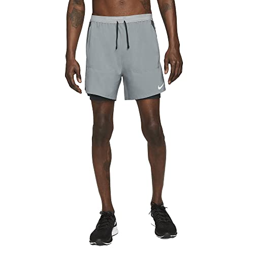 Nike Stride Men's Dri-FIT 5' Hybrid Running Shorts (as1, Alpha, l, Regular, Regular, Smoke Grey/Dark Smoke Grey/Black)