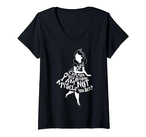 Disney Alice In Wonderland I Can't Explain Myself Text Fill V-Neck T-Shirt