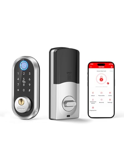 Smart Lock, SMONET Keyless Entry Door Lock Fingerprint Door Lock with Keypads, Smart Lock Deadbolt with IC Card, Touchscreen Keypad, Auto Lock, Remote Share, APP Control for Home, Apartment(2 Keys)