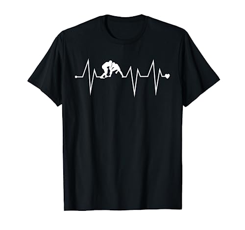 Funny Wrestling MMA Wrestler Heartrbeat Heart Pulse Rate EKG T-Shirt