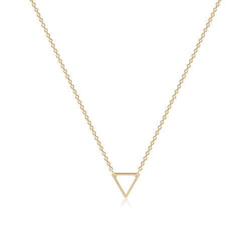 Tiny Triangle Necklace, Women 14K Gold Pated Dainty Geometry Cute Pendant Necklace