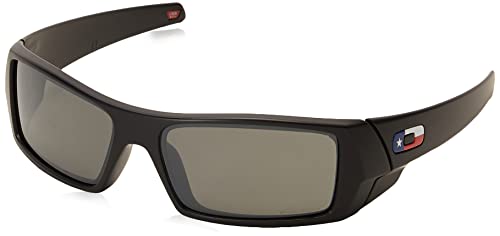 Oakley Men's OO9014 Gascan Rectangular Sunglasses, Matte Black Texas Icon/Prizm Black, 60 mm