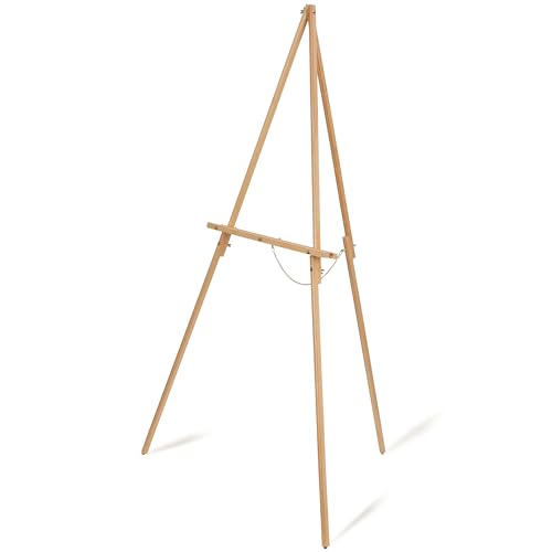 DANMO 63'' Wooden Easel Stand for Wedding Sign, Picture, Painting Canvas Beech Wood Poster Stand for Display Adjustable Art Easel for Floor