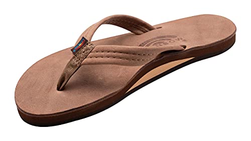 Rainbow Sandals Ladies Luxury Leather - Single Layer Arch Support with a 3/4' Medium Strap Nogales Wood, Ladies size XL / 8.5-9.5
