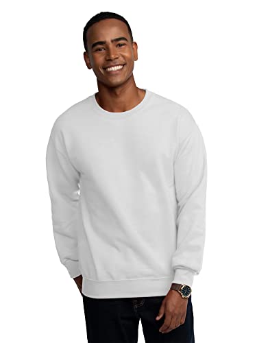 Fruit of the Loom Men's Eversoft Fleece Crewneck Sweatshirts, Moisture Wicking & Breathable, Sizes S-4X, White, Medium