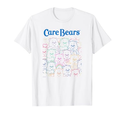 Care Bears Vintage Classic Rainbow Neon Outline Group Poster T-Shirt