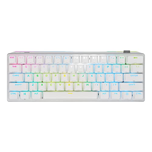 Corsair K70 PRO MINI WIRELESS RGB 60% Mechanical Gaming Keyboard - Fastest Sub-1ms Wireless, Swappable CHERRY MX Speed Keyswitches, Aluminum Frame, PBT Double-Shot Keycaps - NA Layout, QWERTY - White