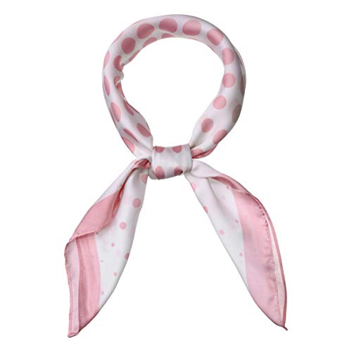Allegra K 70cm Polka Dots Square Scarf Neck Scarves Kerchief Neckerchief Headband for Women 70 * 70cm/ 27.56 * 27.56 inches(L*W) Pink White