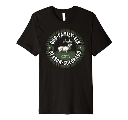 God Family Elk Hunting Colorado Bowhunting Genesis 27:3 Premium T-Shirt