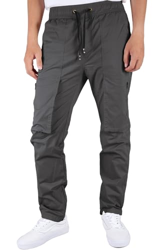 ITALYMORN Cargo Joggers Charcoal Pants Slim Fit for Men Zipper Ankle XS Dark Grey