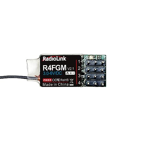 Radiolink R4FGM 2.4Ghz 4 Channels Tiny RC Gyro Receiver for Mini RC Cars 1/28 and Boats, Long Control Distance for Radio RC8X RC4GS V3/RC6GS V3/T8S/T8FB