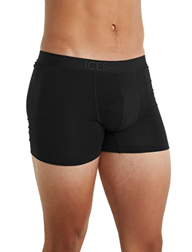 Icebreaker Merino Anatomica Cool-Lite Men’s Underwear Boxer Briefs, Merino Wool Blend, Comfy, Stretchy Boxers for Men with Moisture Wicking Fabric - Men’s Boxer Shorts, Black, Medium