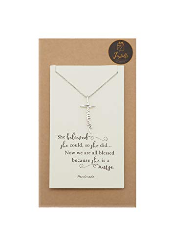 Joyfulle Nurse Script Pendant Cross Necklace Nursing Graduation Gifts, Handmade Nurse Jewelry for Women with Inspirational Quotes on Greeting Card