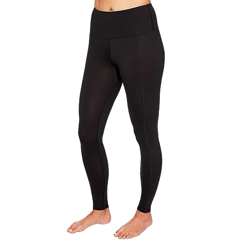 Hot Chillys Women's Clima-Tek Tights | Warm Breathable Moisture-Wicking Midweight Relaxed Fit Base Layer Thermal Leggings, Black, Size: XL
