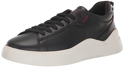 HUGO Cupsole Leather Low Profile Sneaker Black Oil