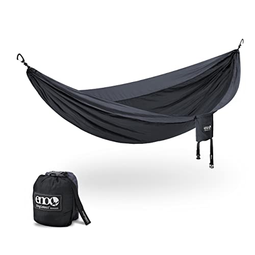 ENO SingleNest Hammock - Lightweight, 1 Person Portable Hammock - for Camping, Hiking, Backpacking, Travel, a Festival, or The Beach - Black/Charcoal