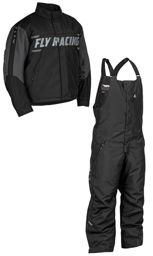 Fly Racing Outpost Snow Jacket/Bib Combo (Black/Grey, Men's XX-Large Jacket/Men's X-Large Bib)