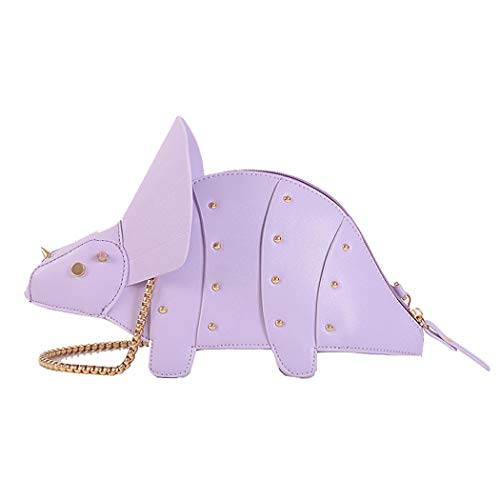 MILATA Dinosaur Shape Crossbody Shoulder Bag Women Pu Leather Rivet Chic Clutch Purse for Girls (purple)