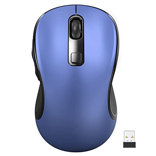 Trueque Wireless Mouse, 2.4G Noiseless Mouse with USB Receiver- Portable Computer Mice, 3-Level DPI Cordless Mouse for PC, Tablet, Laptop, Notebook with Windows (Upgrade Blue)