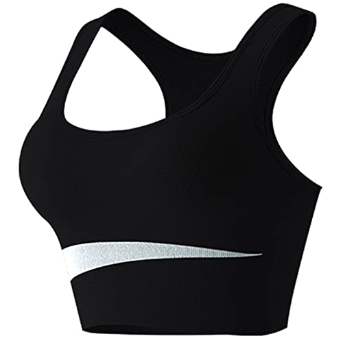 Try Before You Buy Lingerie Sports Bra for Women Full-Coverage T-Shirt Bra Fitness Workout Running Crop Tops Comfort Wirefree T-Shirt Bra Pickleball Clothes for Women Black L