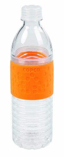 Copco Hydra Reusable Tritan Water Bottle with Spill Resistant Lid and Non-Slip Sleeve, Chevron Orange