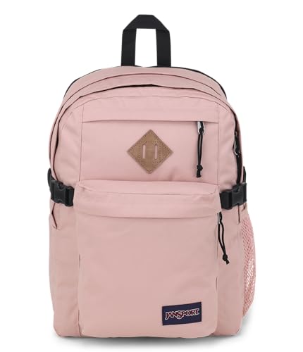 JanSport Main Campus Backpack - Travel, or Work Bag w 15-Inch Laptop Sleeve and Dual Water Bottle Pockets, Misty Rose