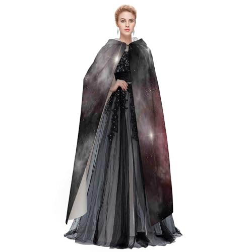 feprena Galaxy Hooded Cloak Unisex Adult,Alien Fantasy Science Fiction,Cloak with Hood Halloween Cloak Vampire Witch Cape Cosplay Costume,Black 59inch