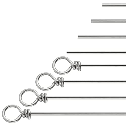 Dr.Fish 30 Pack Fishing Spinner Shaft Stainless Steel Looped Wire Spinner Parts Component Spinner Making DIY Spinner Bait Inline Rigs Saltwater Freshwater Bass Trout Walleye 6.3x0.027inch