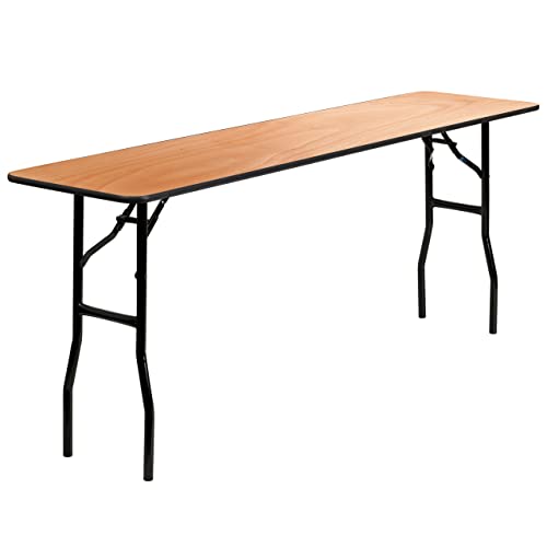 Flash Furniture Gael 6' Wood Folding Training and Event Table, Rectangular Folding Training Table with Smooth Clear Coated Finished Top, Natural