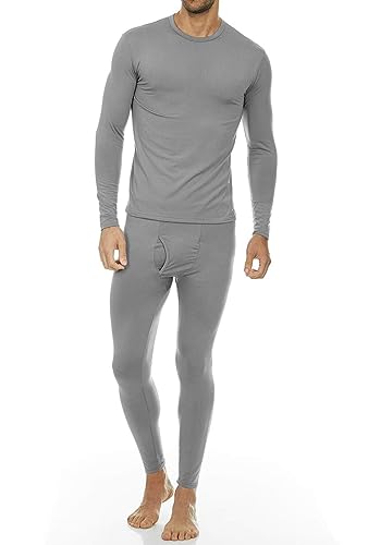 Thermajohn Long Johns Thermal Underwear for Men Fleece Lined Base Layer Set for Cold Weather (Large, Grey)